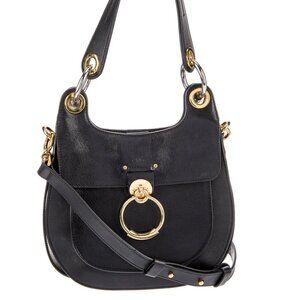 Chloe Small Tess Hobo Shoulder Crossbody Bag Black Calfskin Leather